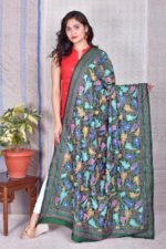 Green Floral Kantha Bangalore Silk Dupatta