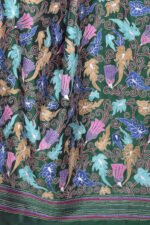Green Floral Kantha Bangalore Silk Dupatta - Image 4