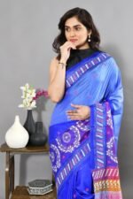Blue Kantha Traditional Pure Silk Saree - Image 3