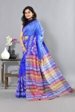 Blue Kantha Traditional Pure Silk Saree - Image 4