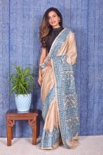 Off white Kantha Traditional Pure Tussar Saree