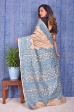 Off white Kantha Traditional Pure Tussar Saree - Image 2