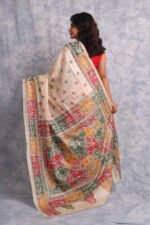 Off White Traditional Pure Tussar Kantha Saree - Image 3