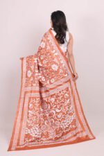 Brown Peacock Pure Tussar Kantha Saree - Image 3
