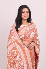 Brown Peacock Pure Tussar Kantha Saree - Image 2
