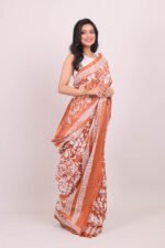 Brown Peacock Pure Tussar Kantha Saree - Image 5