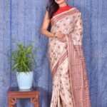 Off white Kantha Traditional Pure Tussar Saree
