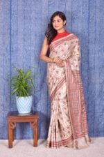 Off white Kantha Traditional Pure Tussar Saree
