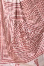 Off white Kantha Traditional Pure Tussar Saree - Image 6