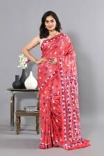 Red Kantha All Over Jaal Pure Tussar Saree