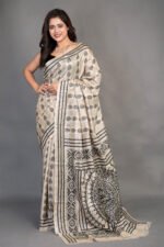Off White Kantha Traditional Pure Tussar Saree