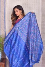 Blue Kantha Traditional Pure Tussar Saree - Image 5