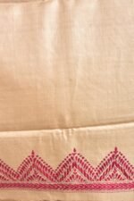 Off white Kantha Traditional Pure Tussar Saree - Image 6